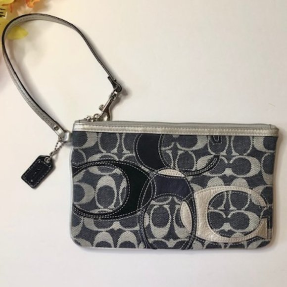Coach Wristlet Blue and Gray Denim Purse - Picture 2 of 11